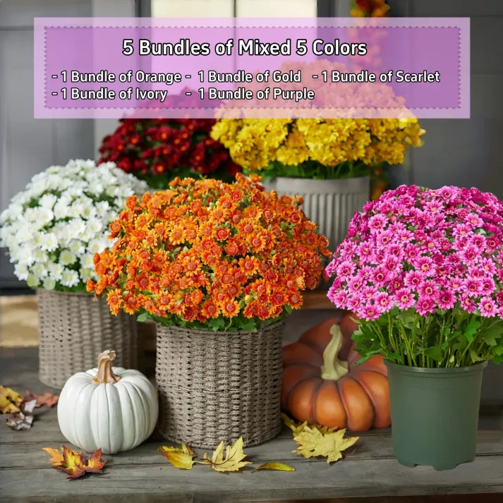 💥limited-time offe- Artificial Outdoor Sunset Mums Flowers -  Waterproof, Windproof